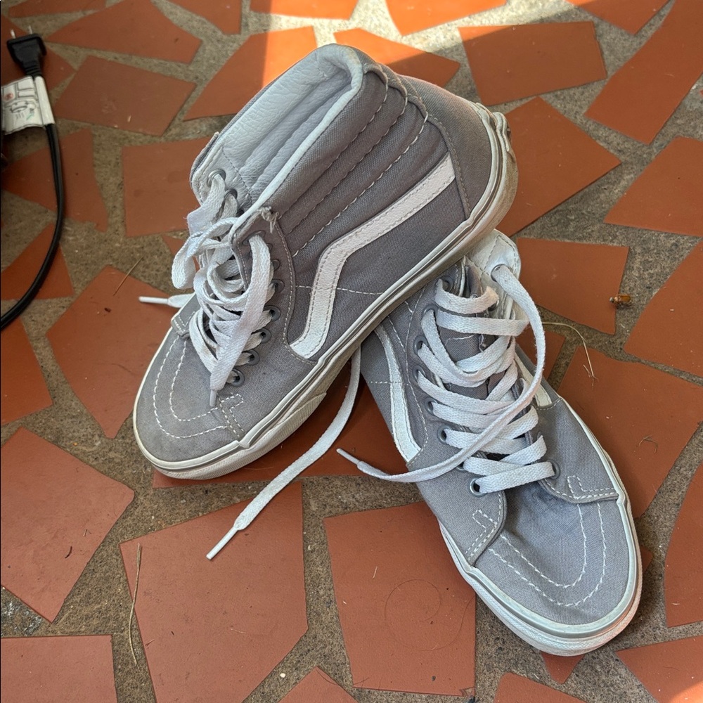 Vans Gray and White High-Top Sneakers